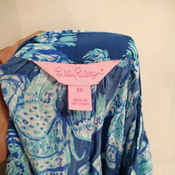 Lilly Pulitzer Martinique Joy Ride Top Blouse Blue - Picture 7 of 9